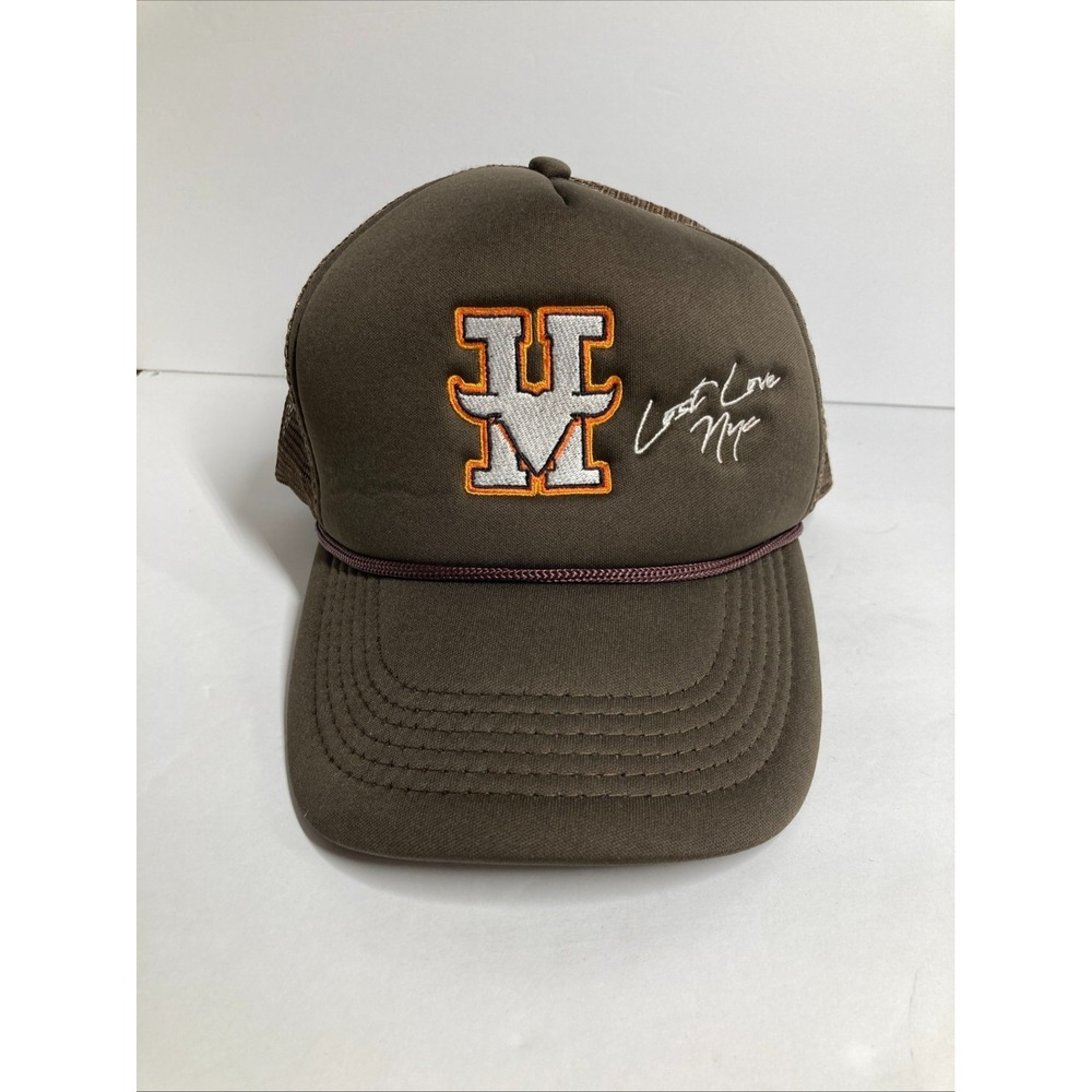 Lost Love NYC Trucker Hat Cap Mens Brown HV Embroidered Mesh Snapback Adjustable